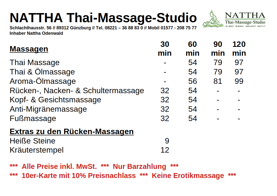 NATTHA Thai-Massage-Studio – Thai Massage in Ulm
