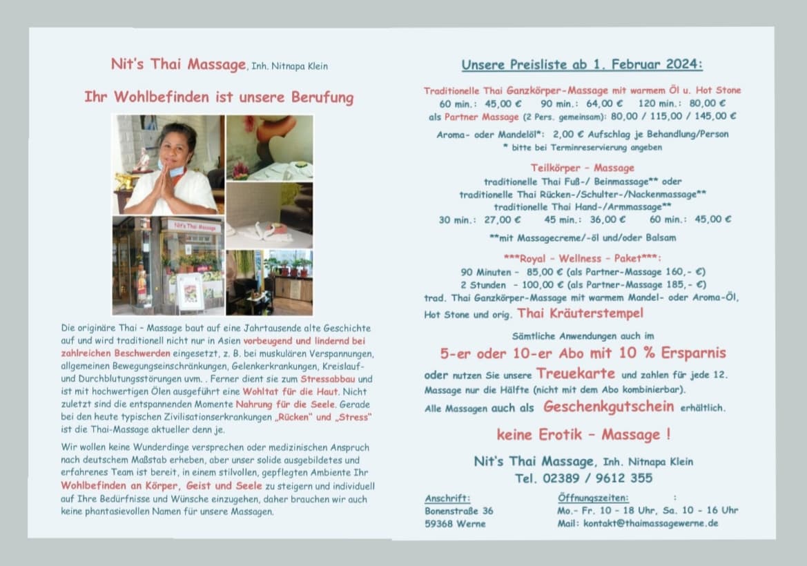 Foto 2 von Nit's (ehem. Sirilitas) Thai Massage Werne, Inh. N. Klein